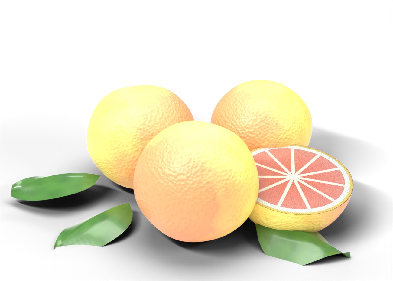 Photorealistic render of grapefruit